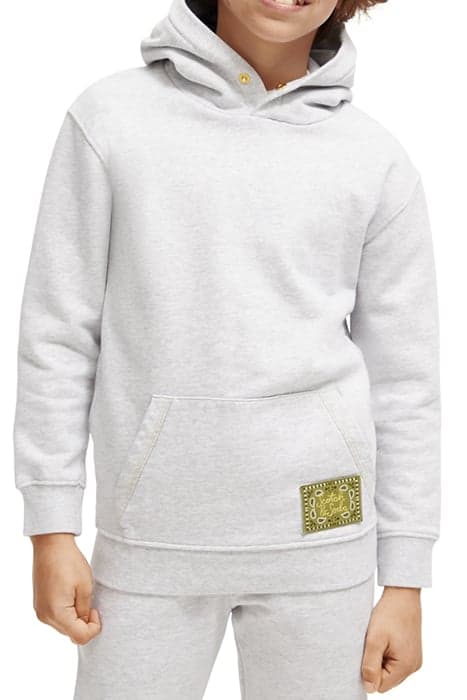 RELAXED FIT ARTWORK HOODIE IN ORGANIC COTTON GREY MELANGE by Scotch & Soda