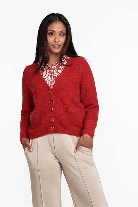 CARDIGAN BATWING STONE RED by Tramontana