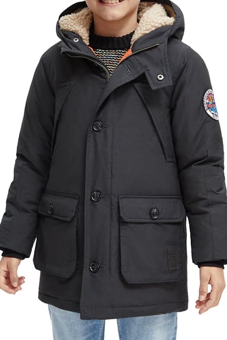 LONGER LENGTH WATER REPELLENT JACKET WITH REPREVE® FILLING A by Scotch & Soda