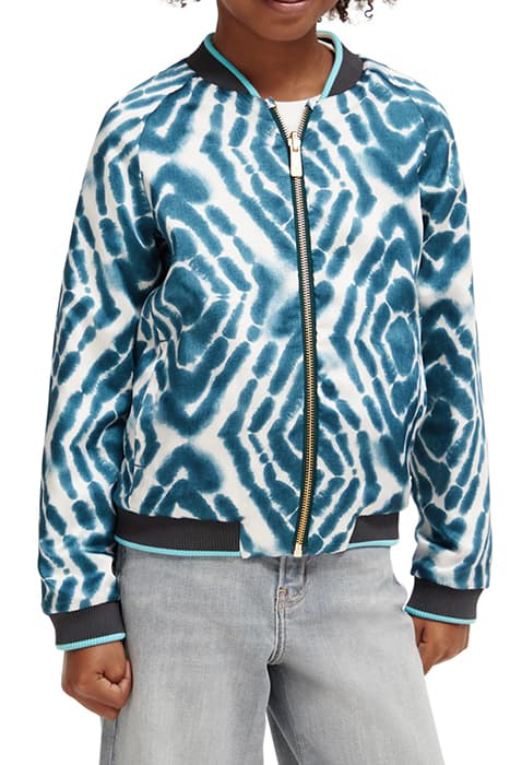 REVERSIBLE BOMBER JACKET DISCO TIE DYE BOTTLE GREEN by Scotch & Soda