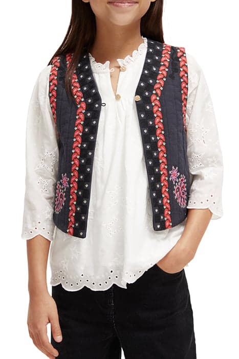 SHORTER-LENGTH EMBROIDERED GILET MIDNIGHT by Scotch & Soda