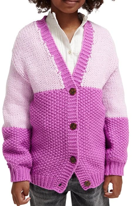 KNITTED COLOURBLOCK CARDIGAN DISCO PINK by Scotch & Soda