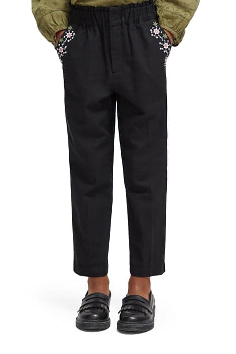 HIGH-RISE EMBROIDERED PANTS BLACK by Scotch & Soda