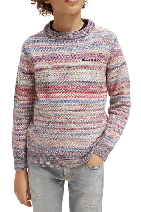 STRUCTURED SPACE-DYED PULLOVER STEEL/BERRY STRIPE by Scotch & Soda