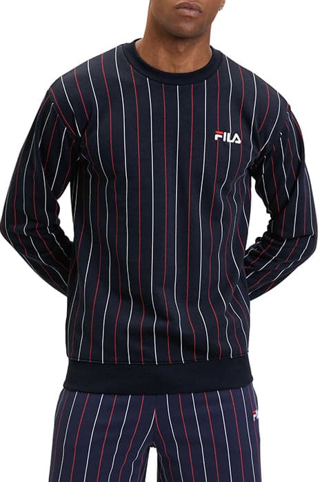 LOBITO PINSTRIPED CREW SWEAT BLACK IRIS/TWO COLOR STIPED by FILA