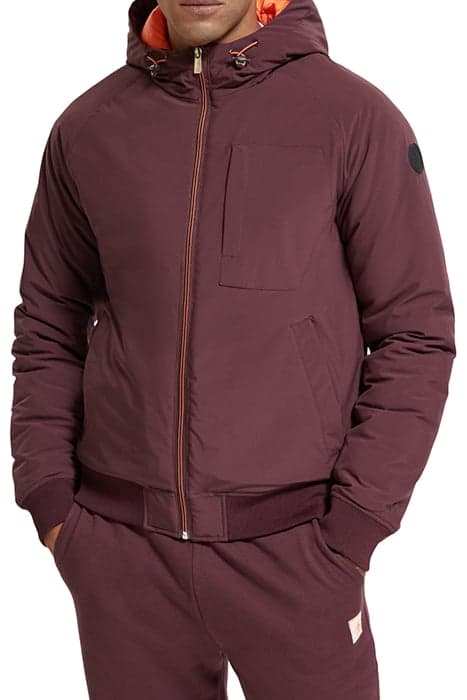 STRETCH PADDED HOODED JACKET BERRY WINE by Scotch & Soda