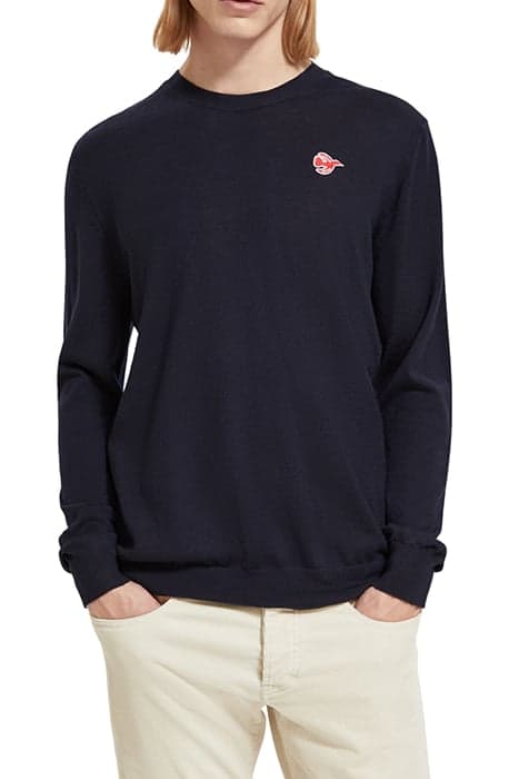 REGULAR FIT FREE SPIRIT BIRD PULL IN MERINO WOOL NIGHT by Scotch & Soda