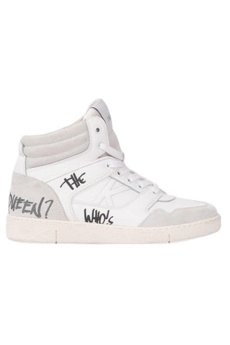 WHITE LEATHER TRAINERS WITH SCREEN-PRINTED SIDE by IKKS