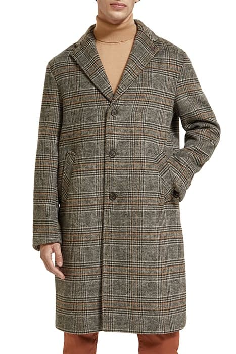 HAIRY BOUCLE OVERCOAT MULTI GREY CHECK by Scotch & Soda