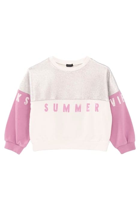 GIRLS’ OFF-WHITE, SILVER AND VIOLET SLOGAN SWEATSHIRT by IKKS