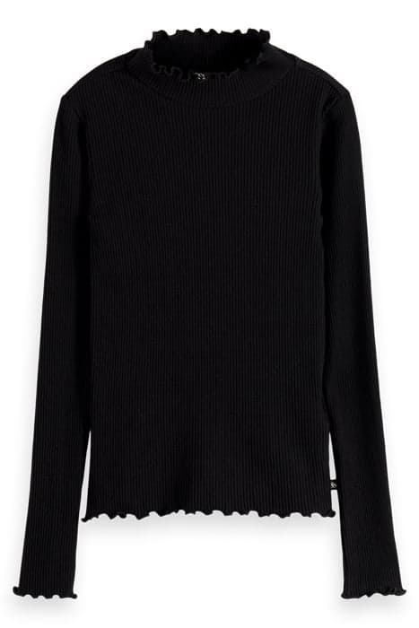 HIGH-NECK FITTED LONG-SLEEVED T-SHIRT BLACK by Scotch & Soda