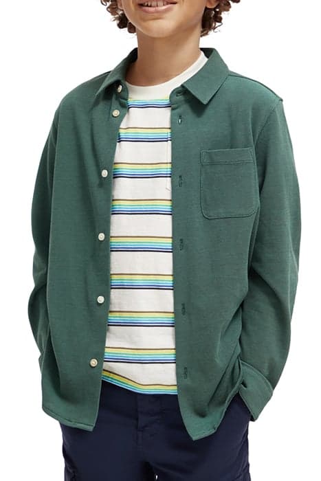 PIQUE SHIRT FOREST GREEN MELANGE by Scotch & Soda