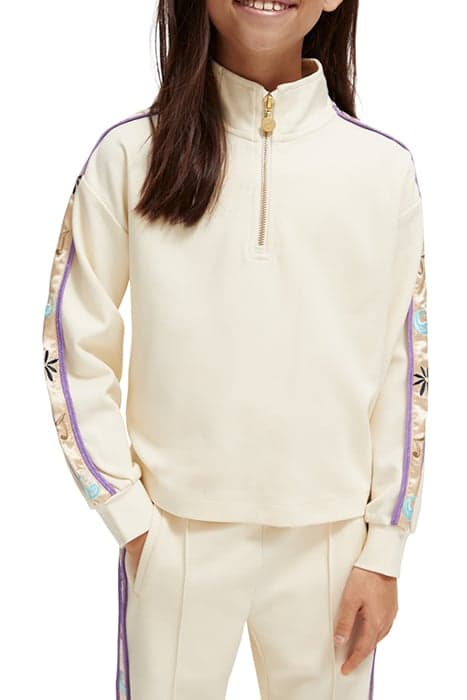 HALF-ZIP TAPE DETAIL SWEATSHIRT OFF WHITE by Scotch & Soda