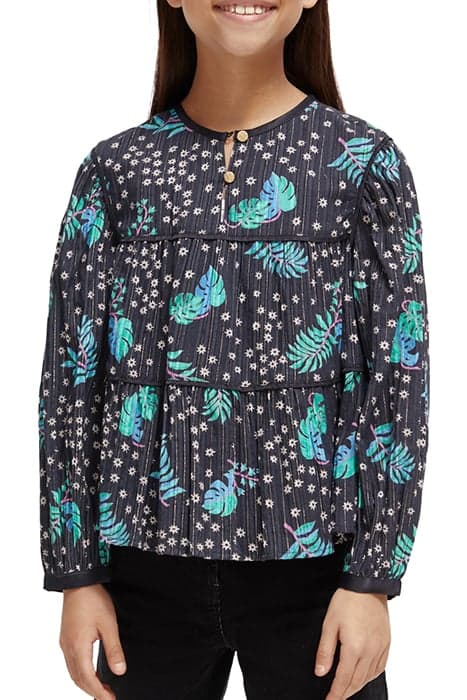 ALL-OVER PRINTED SATIN BINDING TOP SHINY LEAF NIGHT by Scotch & Soda