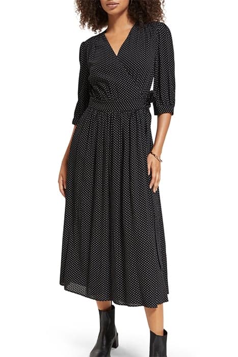 MIDI WRAP DRESS POLKA EVENING BLACK by Scotch & Soda