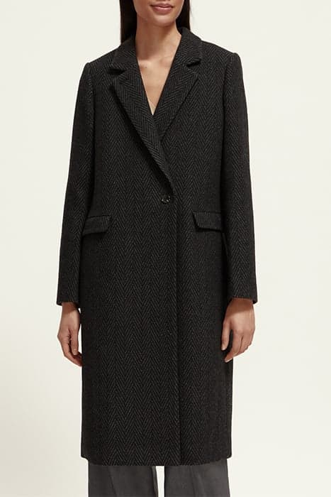 CLASSIC WOOL BLEND TAILORED COAT BLACK HERRINGBONE by Scotch & Soda