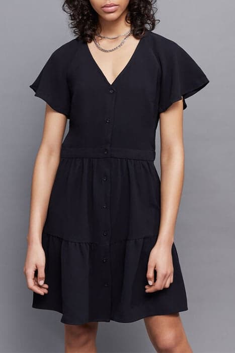 WOMEN'S BLACK BUTTON-FRONT V-NECK DRESS by IKKS