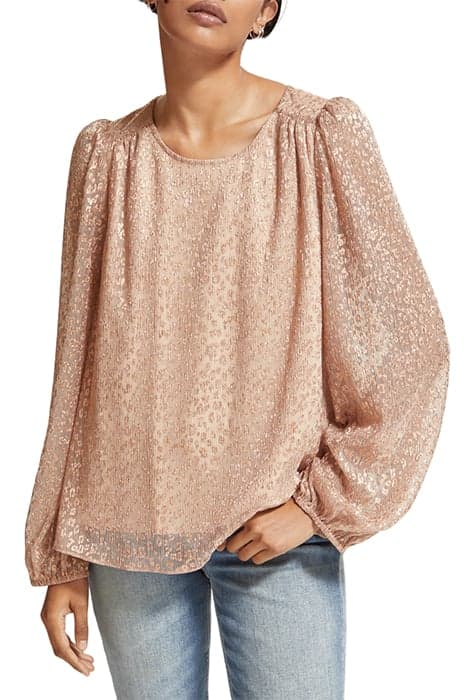 METALLIC BALLOON SLEEVE DRAPEY BLOUSE METALLIC ROSE by Scotch & Soda