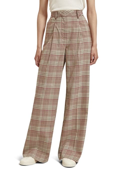 ROSE - PLEATED HIGH RISE WIDE LEG CHECK PANT PRINCE OF WALES by Scotch & Soda