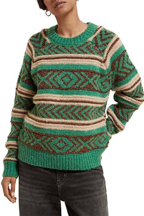 METALLIC FAIR ISLE PULLOVER FROZEN MINT by Scotch & Soda