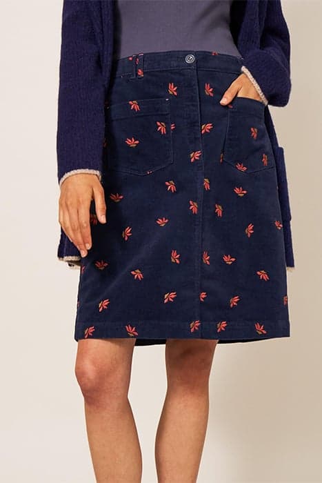 MELODY EMBROIDERED CORD SKIRT NAVY MULTI by White Stuff