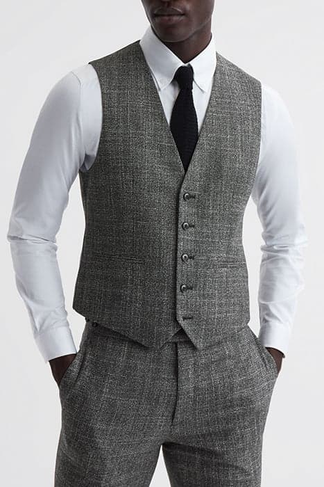 CROUPIER-BIRDS EYE WAISTC CHARCOAL by Reiss