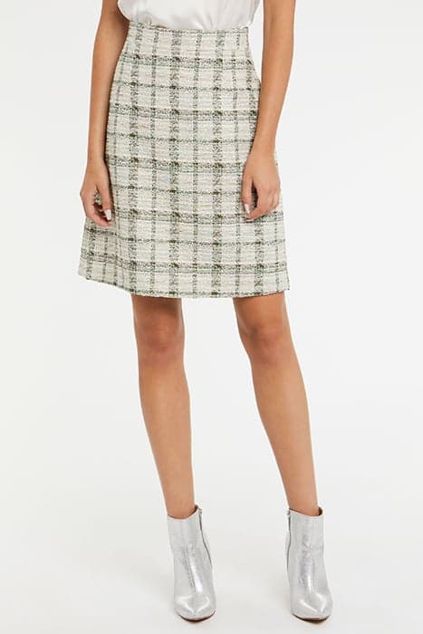 SKIRT TWEED CARREAUX SAGE GREEN by Paule Ka