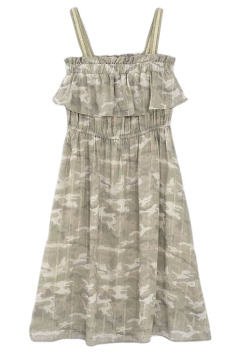 GIRLS’ KHAKI CAMOUFLAGE PRINT DRESS WITH GOLD STRIPES KHAKI by IKKS