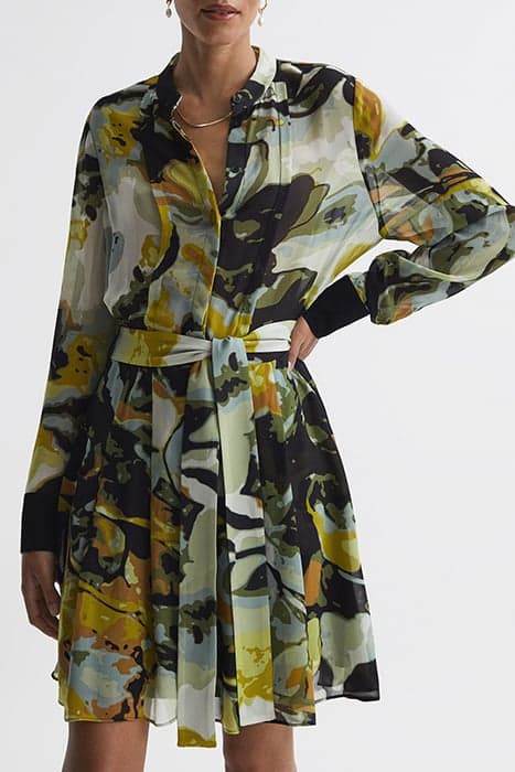 FLOR-PRINT SHIRT DRESS FL KHAKI by Reiss