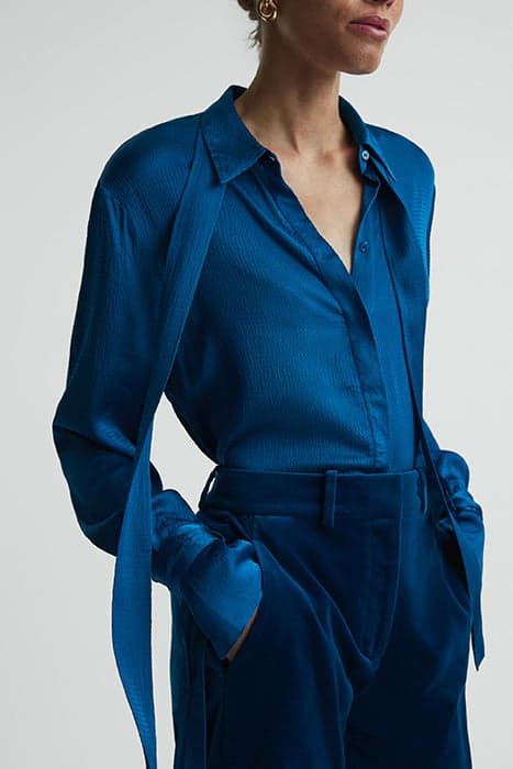 GABRIELLE-SATIN BLOUSE DARK BLUE by Reiss