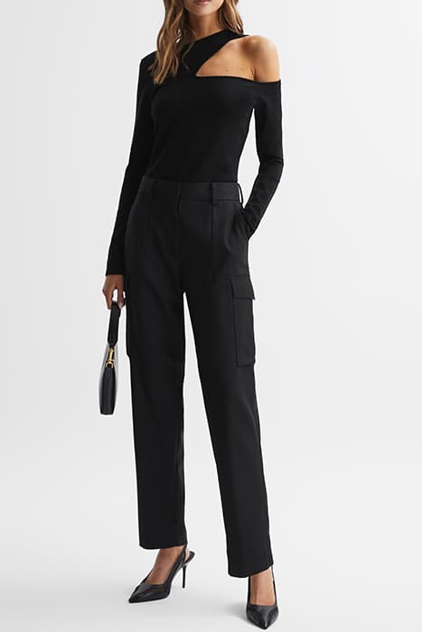 LUCILLE-CUT OUT KNIT TOP BLACK by Reiss