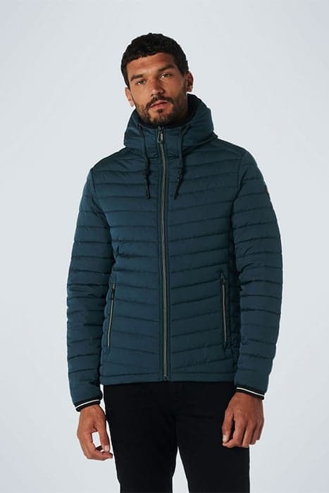 JACKET HOODED SHORT FIT PADDED SHADOW BLUE by No Excess