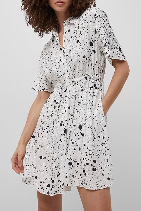 DROPLET DRAPE SHIRT DRESS SUMMER WHITE/BLACK by French Connection