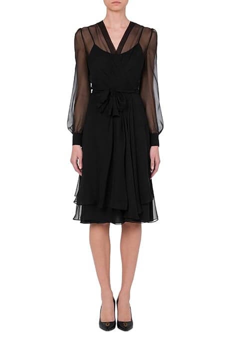 SILK CHIFFON DRESS BLACK by Moschino