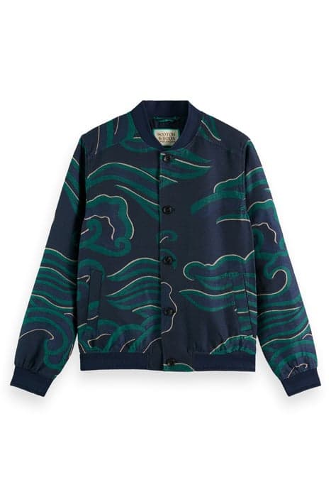 LIGHTWEIGHT JACQUARD BOMBER JACKET WAVE BLUE by Scotch & Soda