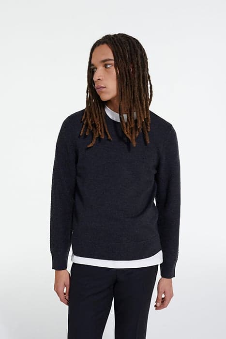 ROUND NECK SWEATER WITH POINT DETAILS ON THE SIDE BLACK by The Kooples