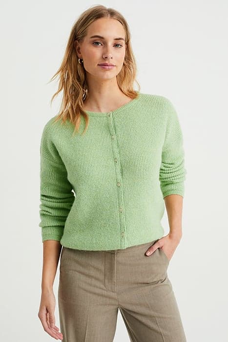 KNITTED CARDIGAN LIGHT GREEN by WE Fashion