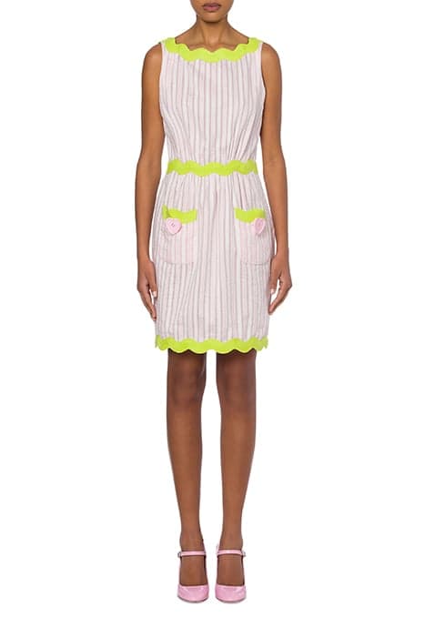 HEART BUTTONS JACQUARD STRIPED DRESS PINK by Moschino