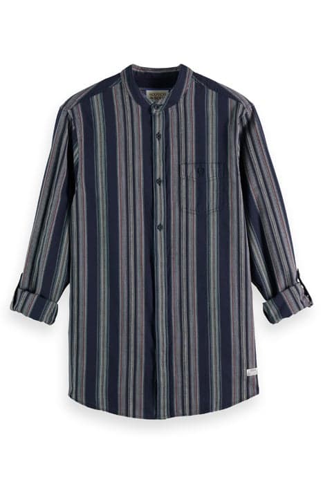 STAND UP COLLAR DOBBY STRIPE SHIRT NIGHT STRIPE by Scotch & Soda