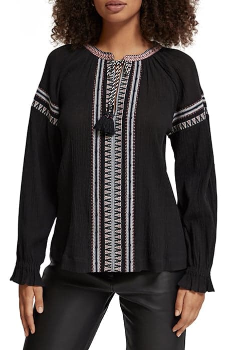 BALLOON SLEEVE EMBROIDERY TOP EVENING BLACK by Scotch & Soda