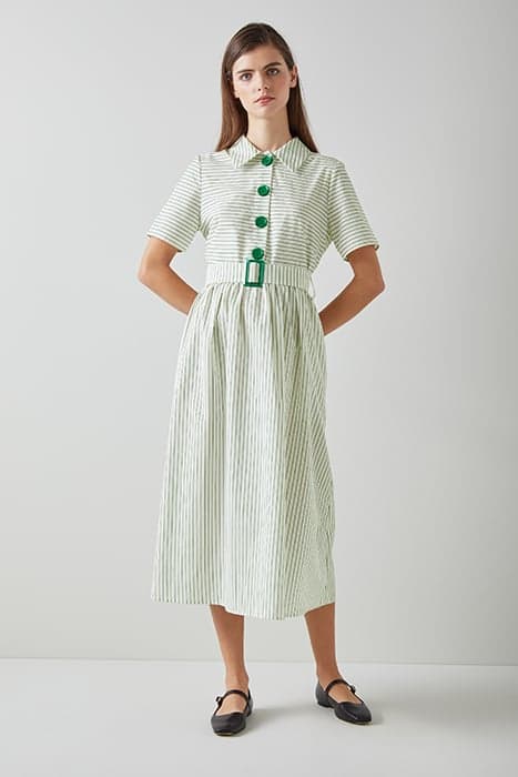 DR BEXTOR SHIRT DRESS GREEN/CREAM by LK Bennett