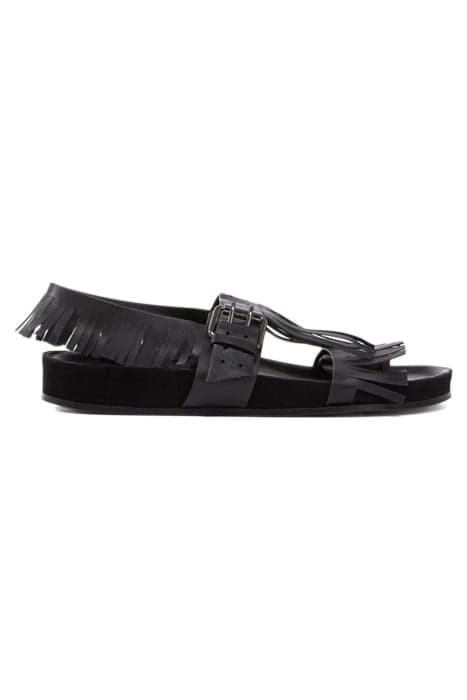 LEATHER SANDALS WITH FRINGES BLACK by The Kooples