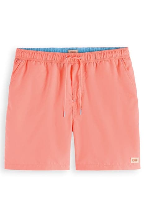 MID LENGTH SWIM SHORT SOLID WASHED NEON PEACH by Scotch & Soda