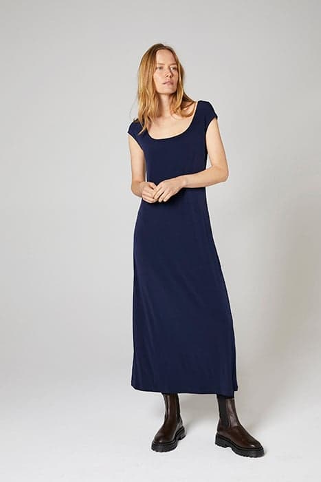 LUXE JERSEY CAP SLEEVE DRESS INK BLUE by TRVL DRSS