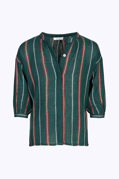 GIRLS CECILE CREPE STRIPE BLOU DARK GREEN by BY-BAR