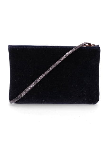 CROSS BODY ENVELOPE BAG VELVET FABRIC DENIM BLUE by Fred de la Bretoniere