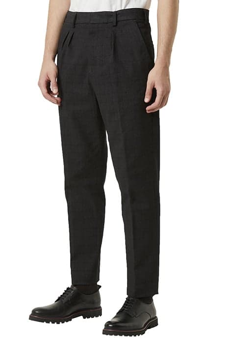 TONAL CHECK UTILITY TROUSERS CHARCOAL GREY CHECK by French Connection