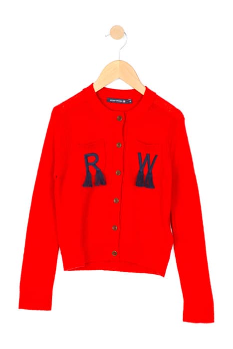 CARDI CREW LS CHEST POCKETS RED by River Woods