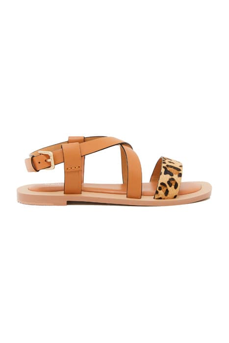 CROSSOVER LEATHER FLAT SANDAL TAN MULTI by White Stuff