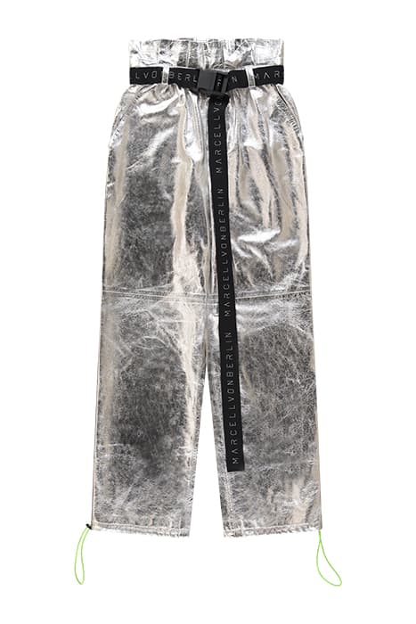 WOMEN'S LEATHER PAPERBAG PANTS SILVER by Marcell von Berlin